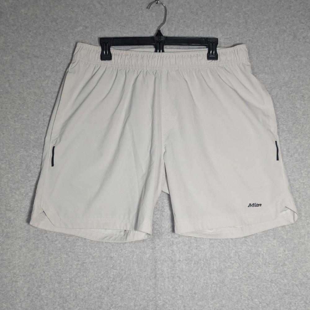 Mitre Athletic Shorts Mens XL Off White Lightweight Performance *FLAWS